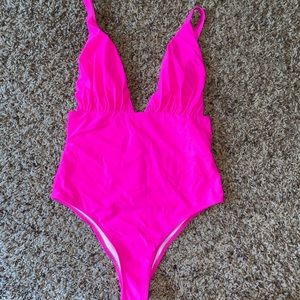 Pink one piece swim suit